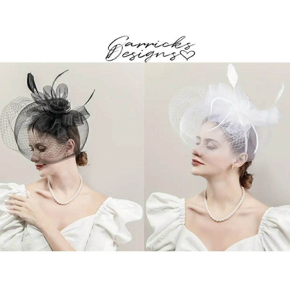 Women's Fascinator Hat - Birdcage and Feather Fascinator